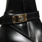 Black Leather DG Plaque Ankle Boots Shoes
