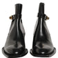 Black Leather DG Plaque Ankle Boots Shoes