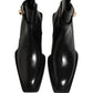 Black Leather DG Plaque Ankle Boots Shoes