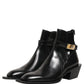 Black Leather DG Plaque Ankle Boots Shoes