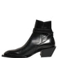 Black Leather DG Plaque Ankle Boots Shoes