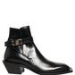 Black Leather DG Plaque Ankle Boots Shoes