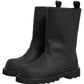 Black Leather Mid Calf Chunky Men Boots Shoes