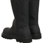 Black Leather Mid Calf Chunky Men Boots Shoes