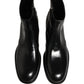Black Leather Embossed Logo Ankle Boots Shoes