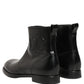 Black Leather Embossed Logo Ankle Boots Shoes