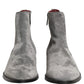 Gray Suede Leather Chelsea Boots Shoes