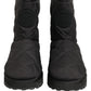 Black Quilted Effect Mid Calf Boots Shoes