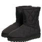 Black Quilted Effect Mid Calf Boots Shoes