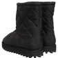 Black Quilted Effect Mid Calf Boots Shoes