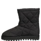 Black Quilted Effect Mid Calf Boots Shoes