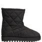 Black Quilted Effect Mid Calf Boots Shoes