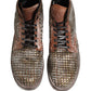 Brown Leather Runway Studs Ankle Boots Shoes