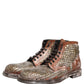 Brown Leather Runway Studs Ankle Boots Shoes