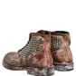 Brown Leather Runway Studs Ankle Boots Shoes