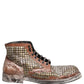 Brown Leather Runway Studs Ankle Boots Shoes
