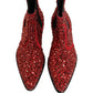 Red Embellished Chelsea Ankle Boots Shoes