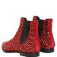 Red Embellished Chelsea Ankle Boots Shoes