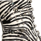 Black White Zebra Embellished Boots Shoes