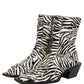 Black White Zebra Embellished Boots Shoes