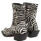 Black White Zebra Embellished Boots Shoes