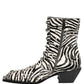 Black White Zebra Embellished Boots Shoes