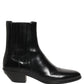 Black Leather Chelsea Mid Calf Boots Shoes
