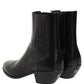 Black Leather Chelsea Mid Calf Boots Shoes