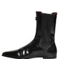 Black Leather Chelsea Mid Calf Boots Shoes