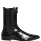 Black Leather Chelsea Mid Calf Boots Shoes