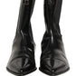 Black Leather Chelsea Mid Calf Boots Shoes