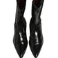 Black Leather Chelsea Mid Calf Boots Shoes