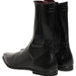 Black Leather Chelsea Mid Calf Boots Shoes