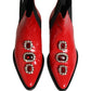 Red Embellished Chelsea Men Ankle Boots Shoes