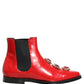 Red Embellished Chelsea Men Ankle Boots Shoes