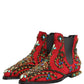 Red Embellished Chelsea Ankle Boots Shoes