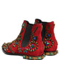 Red Embellished Chelsea Ankle Boots Shoes