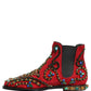 Red Embellished Chelsea Ankle Boots Shoes