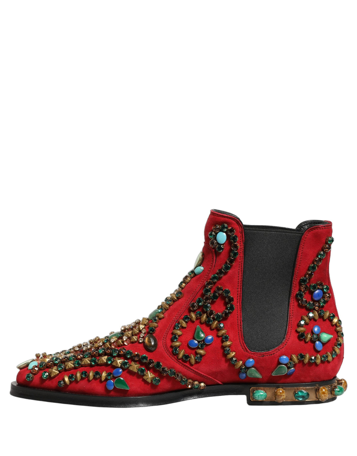 Red Embellished Chelsea Ankle Boots Shoes