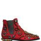 Red Embellished Chelsea Ankle Boots Shoes