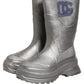 Metallic Silver Pull On Rain Boots Men Shoes