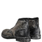 Black Leather Runway Studs Ankle Boots Shoes