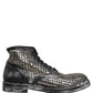 Black Leather Runway Studs Ankle Boots Shoes