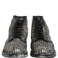 Black Leather Runway Studs Ankle Boots Shoes