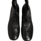 Black Leather Logo Short Ankle Boots Shoes