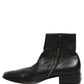 Black Leather Logo Short Ankle Boots Shoes