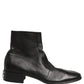 Black Leather Logo Short Ankle Boots Shoes