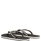 Black Embellished Rubber Flip Flops Men Shoes