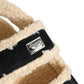 Beige Black Faux Fur Flats Men Sandals Shoes