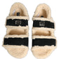 Beige Black Faux Fur Flats Men Sandals Shoes
